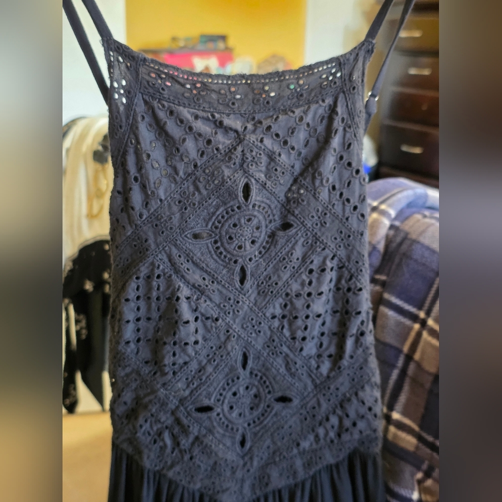 LULU'S Black Eyelet Mini Dress